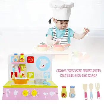 

8Pcs/Set Wooden Kitchen Toy Set Pretend Playing Toy Cooktop with Cookware Accessories for Girls Gift
