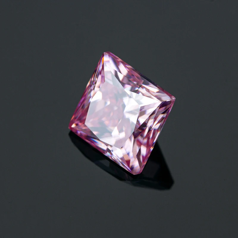 Zhanhao Moissanite Hand-Cutting Princess Pink Color Premium Gems Loose Diamond Test Passed Gemstone For Jewelry Making