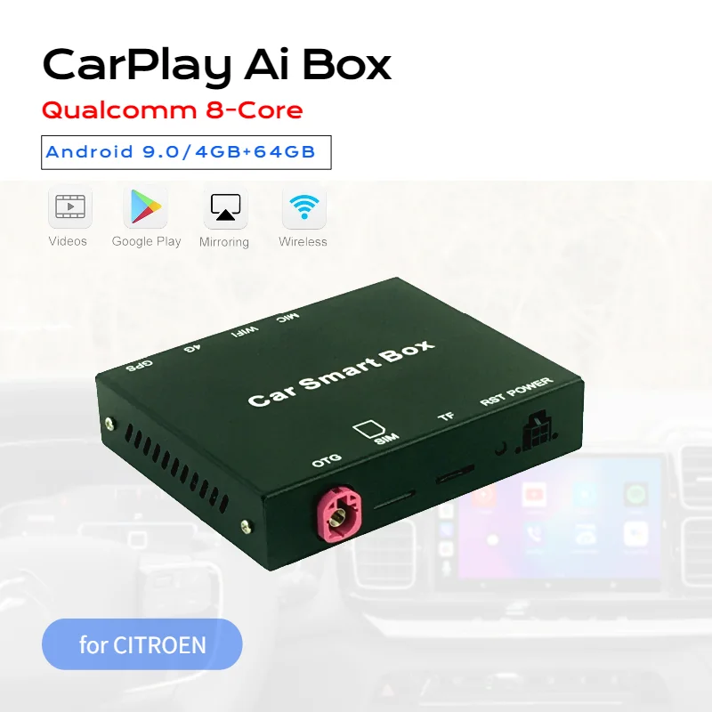 Exploter Ai Smart Box for C6 C5 C4 C3 Spacetourer Adding Android 9.0 OS Wireless CarPlay Qualcomm 8-Core 4GB+64GB Mifi Dual BT truck gps