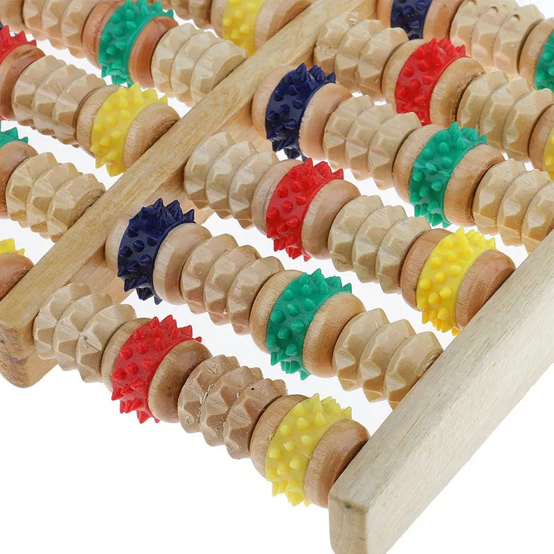 BYEPAIN Wooden Foot Massager Roller Reflexology for Stress Fitness Health Care Feet Massager Colorful Massage Roller Pain Relief