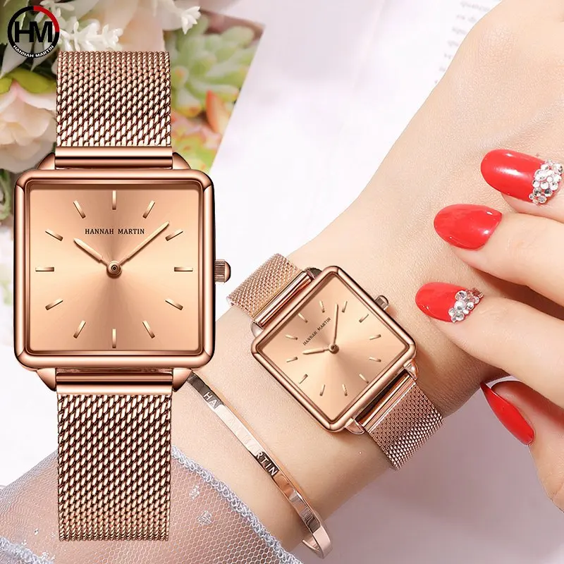 HM Casual Women Romantic Wrist Watch Square Case Magnetic Buckle Watch Quartz Wrist Watch Fashion Watch 3