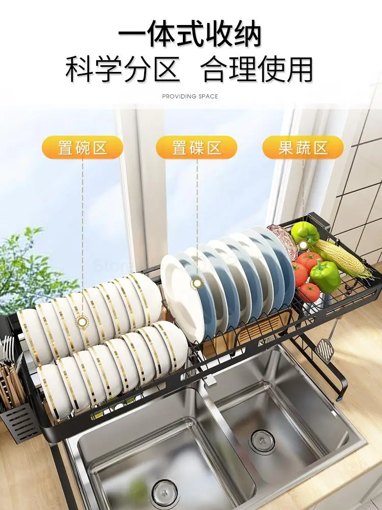 Kitchen Shelf Sink Above The Bowl Chopsticks Drain Dishes Sink Shelf Stainless Steel Household Goods