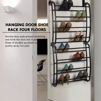 

Must-have 4 Layers 12 Pairs of Shoe Rack PP plastic Spray Iron Over the Door Hanging Shoe Organizer Shoe Holder for Closet