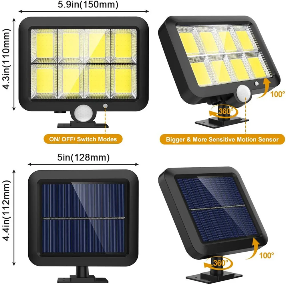 solar deck post lights COB LED Solar Powered Light Outdoors PIR Motion Sensor Waterproof Wall Emergency Street Security Lamp For Garden Decoration solar lights