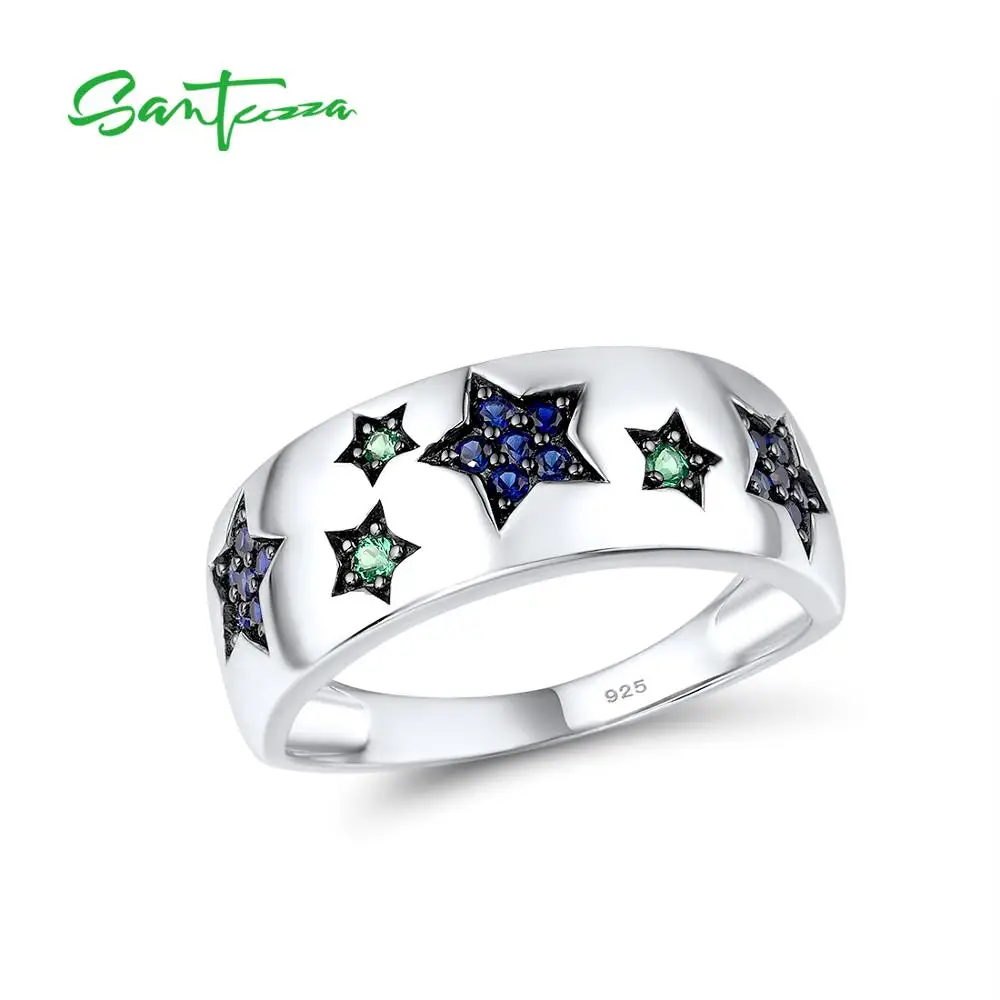 Женское серебряное кольцо SANTUZZA со сверкающими синими сапфирами и шпинелью