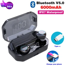 G03 Bluetooth гарнитуры 6000 мАч светодиодный смарт-дисплей высокого класса 6D объемный HD звук 5,0 IPX7 водонепроницаемые Bluetooth беспроводные наушники