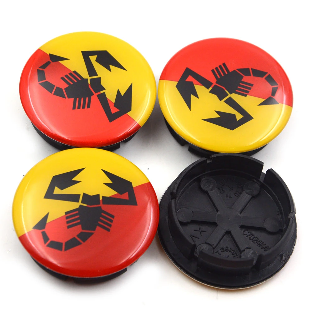 車のハブキャップステッカー アバルト595 ホイールカバー フィアット500のリム ロゴ付きのエンブレム ab 50mm 4個 Wheel Center Caps Aliexpress
