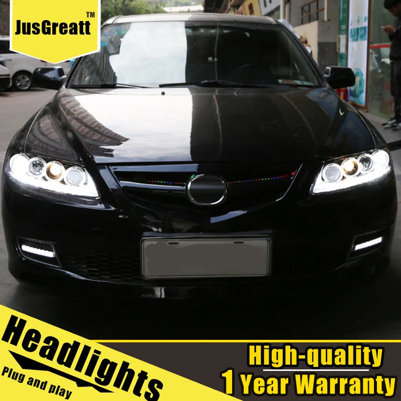Пара для mazda 6 светодиодный фары 2003- mazda 6 HID фары биксеноновые фары противотуманные дневные ходовые огни динамический поворот