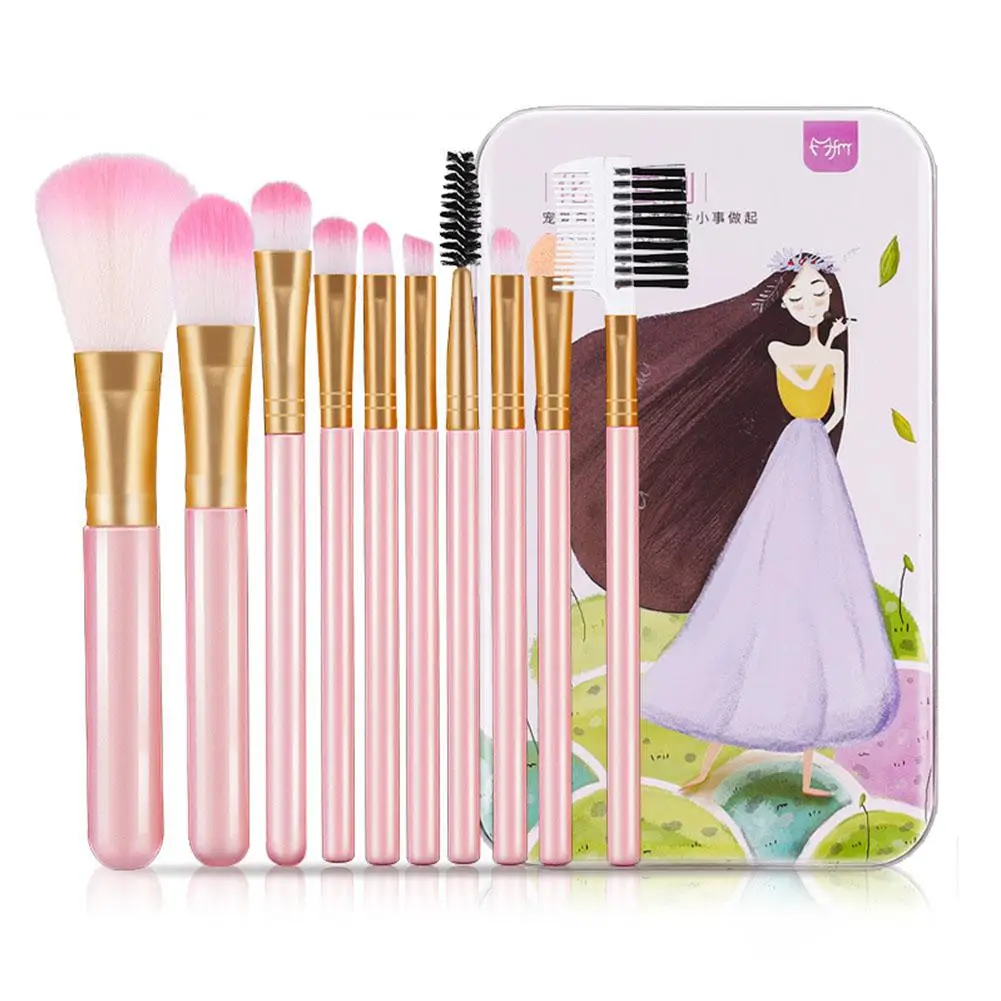 

Yiwa 10 Pcs/set Pro Women Makeup Brushes Set Face Cosmetic Eye Shadow Foundation Blush Brush