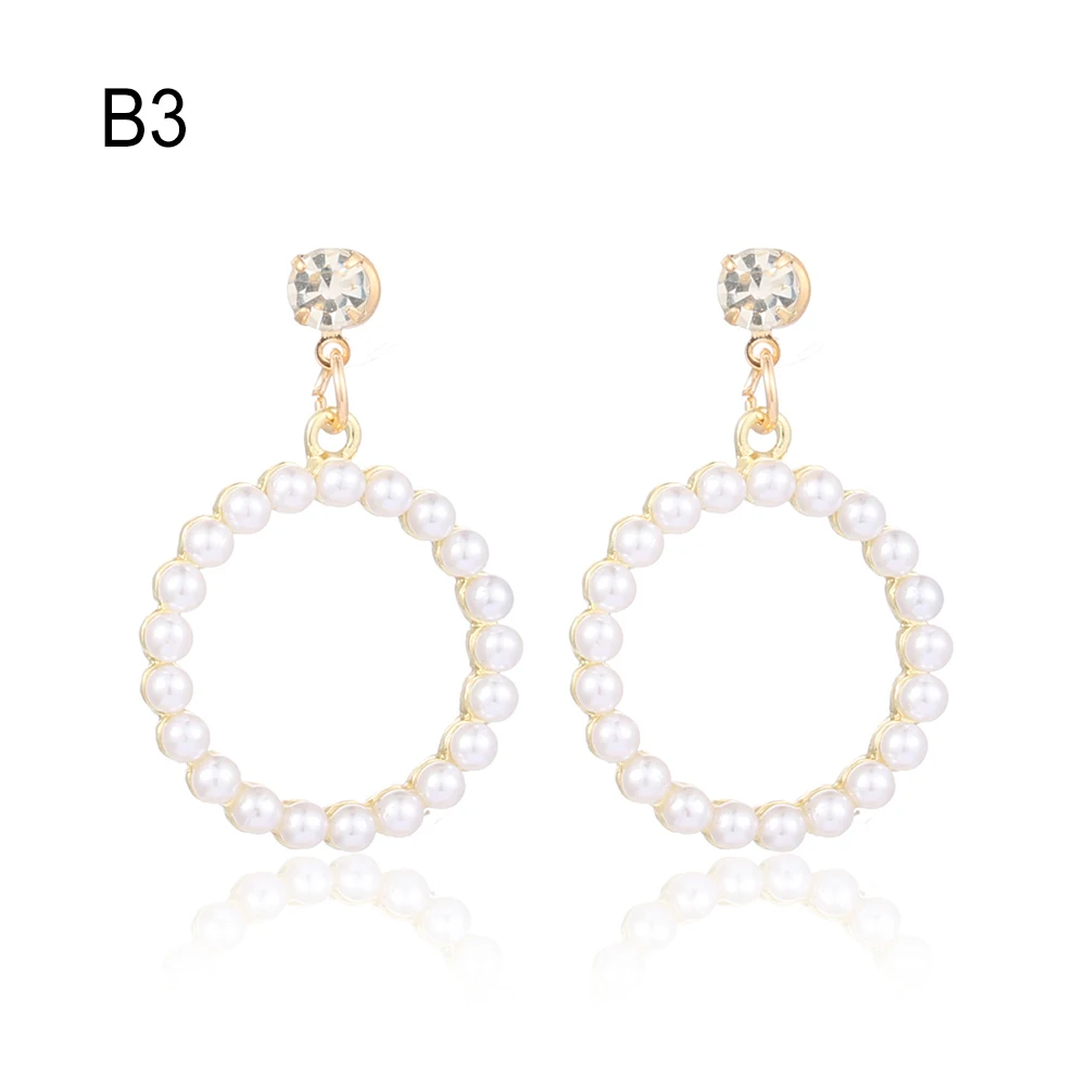 1 пара, элегантные женские серьги-кольца с белым жемчугом, большие жемчужные кольца, серьги, модные ювелирные изделия - Окраска металла: C-1