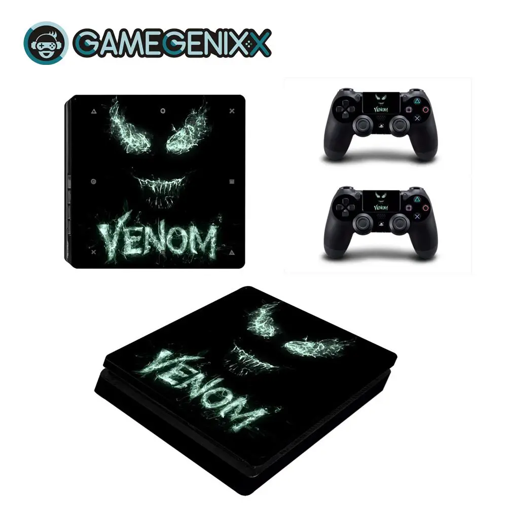 Защитная Наклейка GAMEGENIXX для PS4 Slim Console и 2 контроллеров-Venom