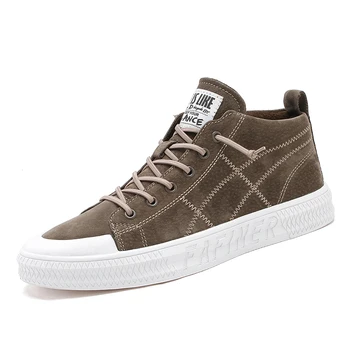 

New High Top Comfortable Men's Leather Shoes hand-stitched high quality Men's Shoes Korean Fashion Outdoor Shoes