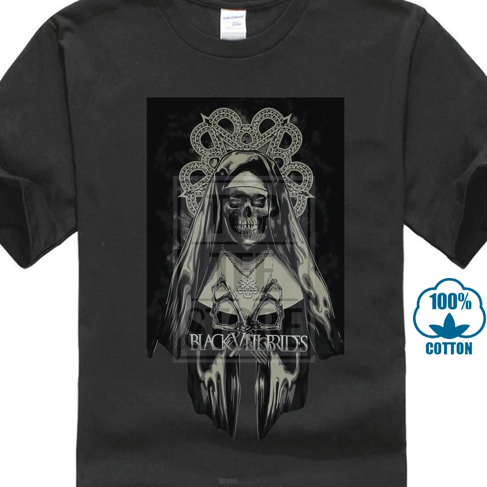 Black Veil Brides Mens T Shirt Bvb Skull Faced Starred Nun Image 028503 | Мужская одежда