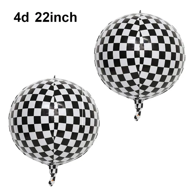 Ballon en damier noir et blanc en aluminium, fourniture de décoration pour  fête sur le thème de la course, 18 pouces, 1 à 5 pièces - AliExpress