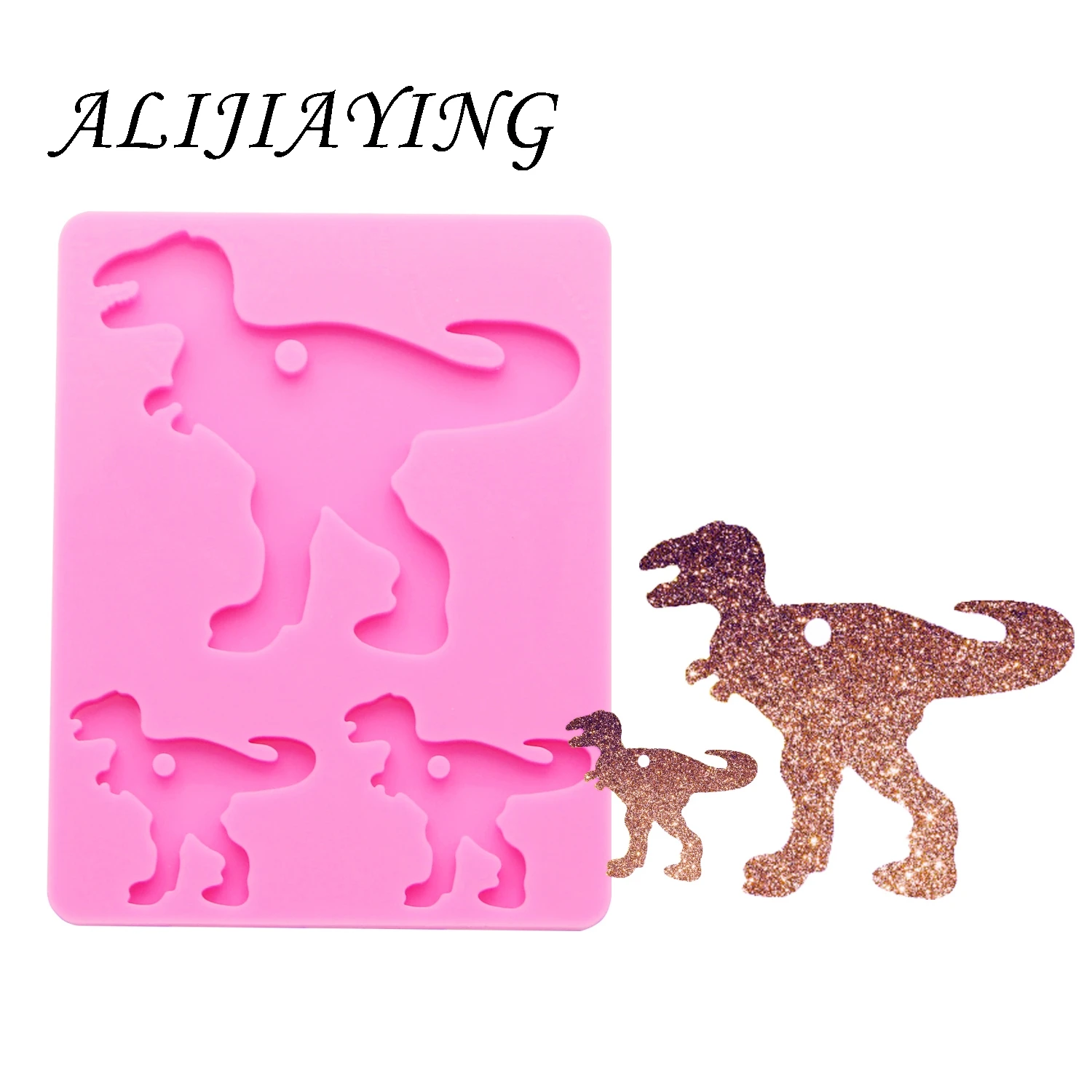 Elephant dinosaur owl shark chicken family mother/baby silicone mold for keychain resin Craft DIY epoxy jewelry DY0078 - Цвет: Pink 1pc