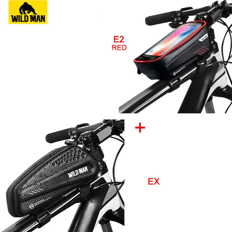 Дикий человек руль для шоссейного велосипеда, руль для сумка непромокаемая велосипедная Передняя Топ труба сумка MTB ремонт инструмента сумка под седло велосипеда Sacoche Velo - Цвет: E2red EX