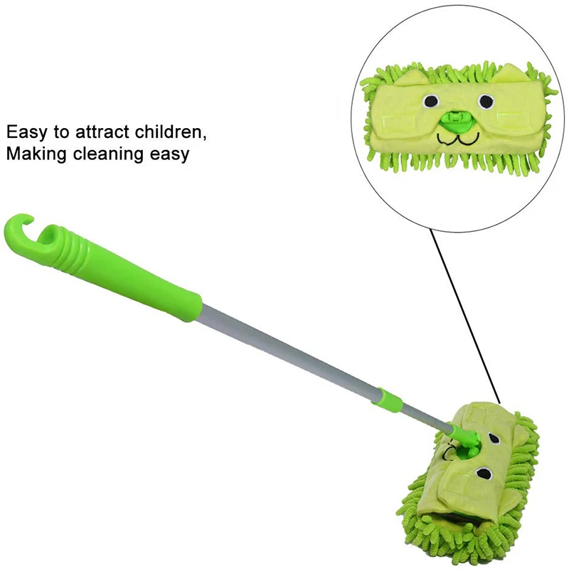 Kids Housekeeping Cleaning Tools, 3 Pcs Small Mop Small Broom Small Dustpan, Little Housekeeping Helper Set(3 Pieces, Blue, Gre