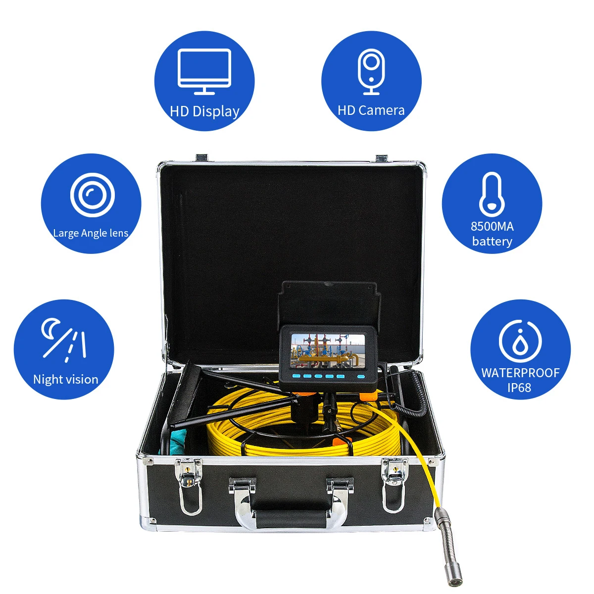 portable cctv camera 8500mAh Battery Capacity HD DVR Pipeline Camera 16GB Card  SYANSPAN IP68 Industrial Drain Sewer Pipe Inspection Camera Endoscope home camera