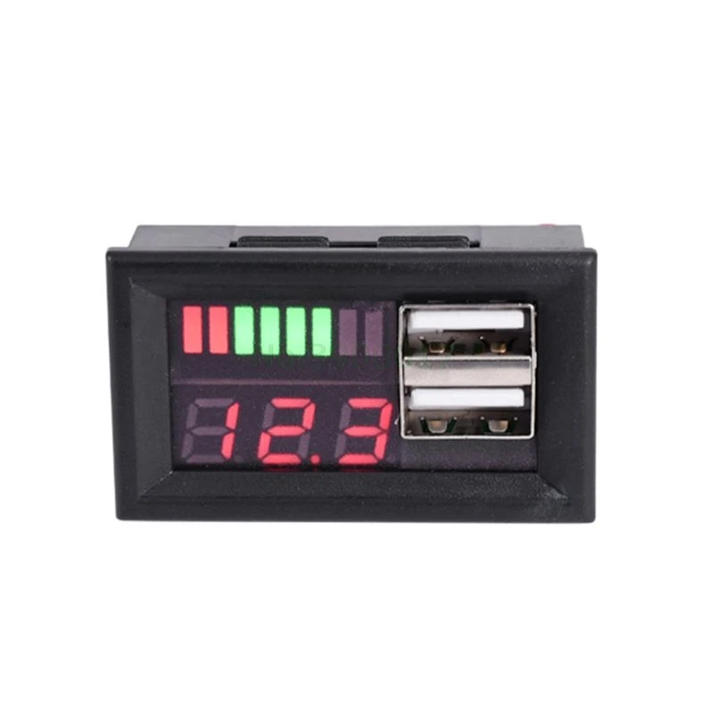 

12V Digital Car Motorcycle Voltmeter Voltage Battery Panel Meter w USB 5V Output