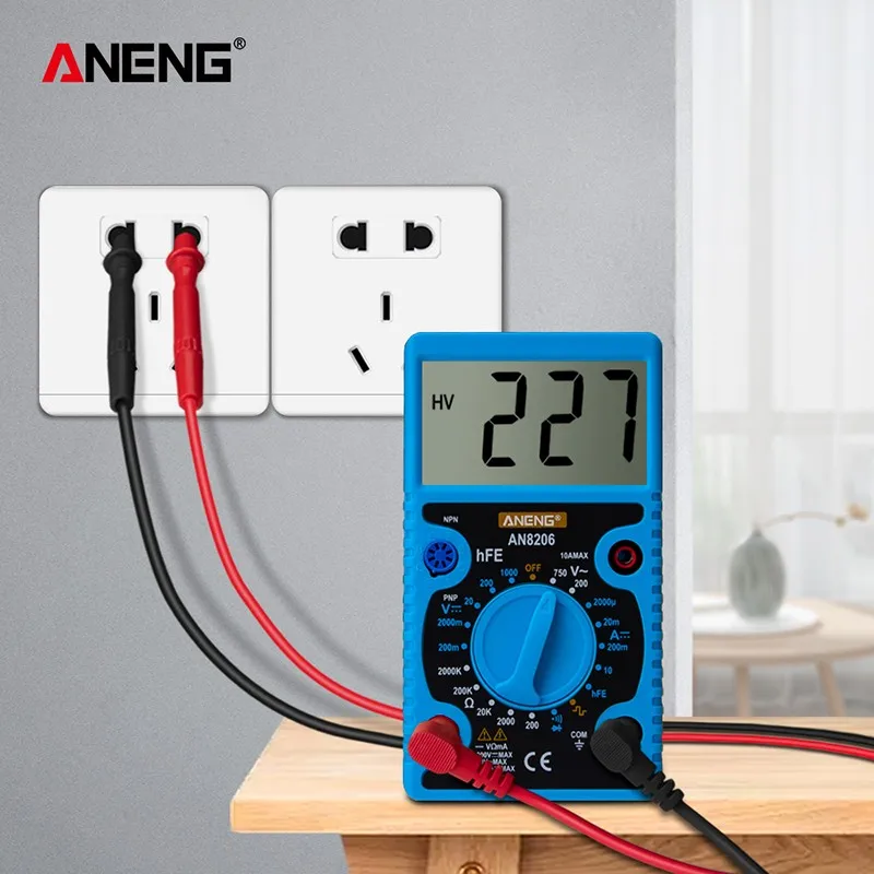 

High Precision Digital Multimeter counts Auto Ranging AC/DC voltage meter LCD probes for multimeter AN8206 Max display 1999
