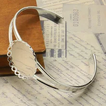 

1pc Silver Color Lace Bracelet Bangle Cabochons Base Tray Bezel Fit 25mm Photo Cameo DIY Bracelet Fashion Jewelry Findings