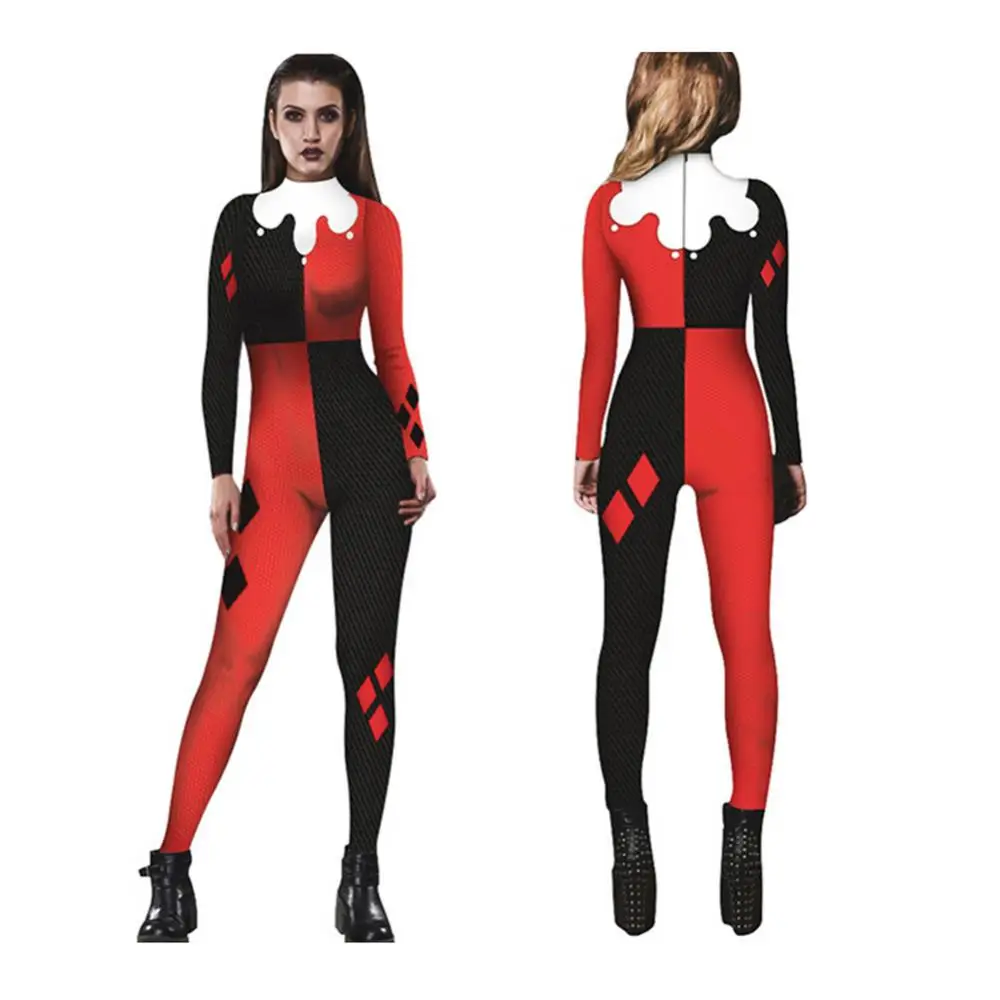 Costume Women Halloween Long Seeve Scary Skeleton Print Jumpsuit Bodysuits 2021 Digital Printing Cosplay Bodycon Party Costume