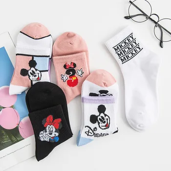 

Disney 1pair new Summer Korea women socks Cartoon Animal Mickey Socks Cute Funny Cotton wild tide Middle tube socks