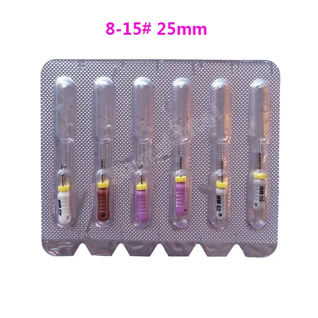 Assorted8-15 25mm Стоматологическая C+ файлы Эндодонтический C-Пилот Файлы Нержавеющая сталь C файлы 8-15#6 шт./упак. корневого канала файлов с фокусным расстоянием 25 мм для Эндодонтический стоматологический - Цвет: Assorted8-15 25mm
