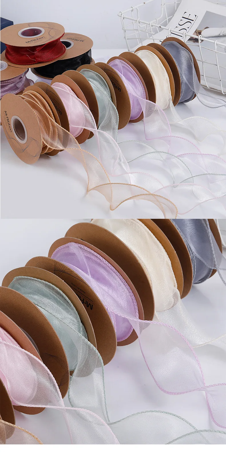 10 Yards Color Fishtail Yarn Ribbon Bouquet Packing Material Fresh Flowers Baking Overwrap Ribbon Wave Chiffon Yarn Gift Strap