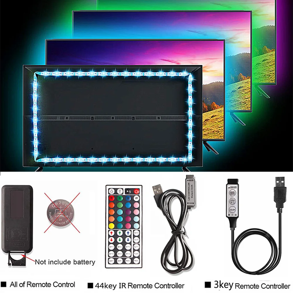 USB Светодиодные ленты Кухня шкаф светодиодная подсветка под шкаф 5V 5050 RGB гибкий светодиодный светильник с пульт дистанционного управления 44-клавишный пульт шкаф гардероб ночника