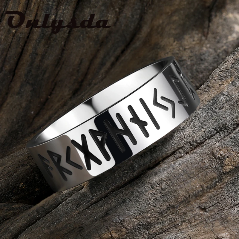 Onlysda316LStainless steel Odin Norse Viking Amulet Rune Men Ring Fashion Words Retro Rings Jewelry Couple Valentine's days Gift - Image 2