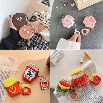 

3D Cartoon Case For Airpods Case Protective Cute Burger Cat Feet Earphone Case for Apple Airpods 1 2 Protector Funny Case Cover
