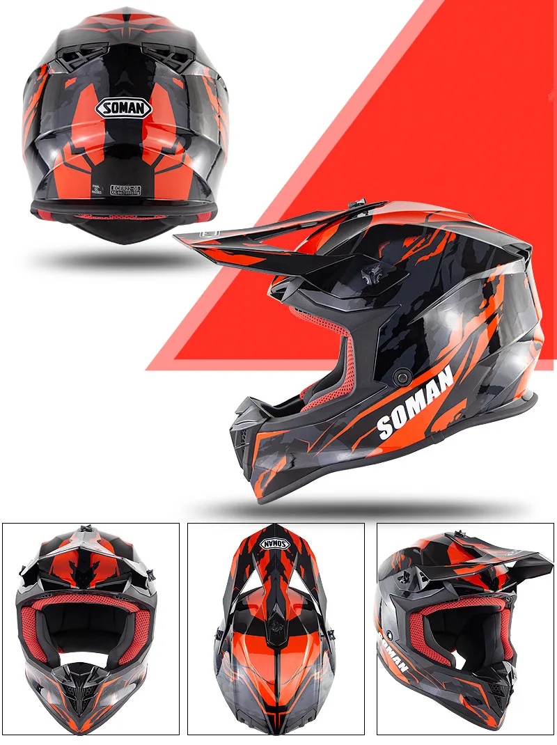 Шлем Soman для мотокросса с очками Ece Helm Dirt Bike Racing Шлем Helt Off Road Capacete Motocicleta Motosiklet cask