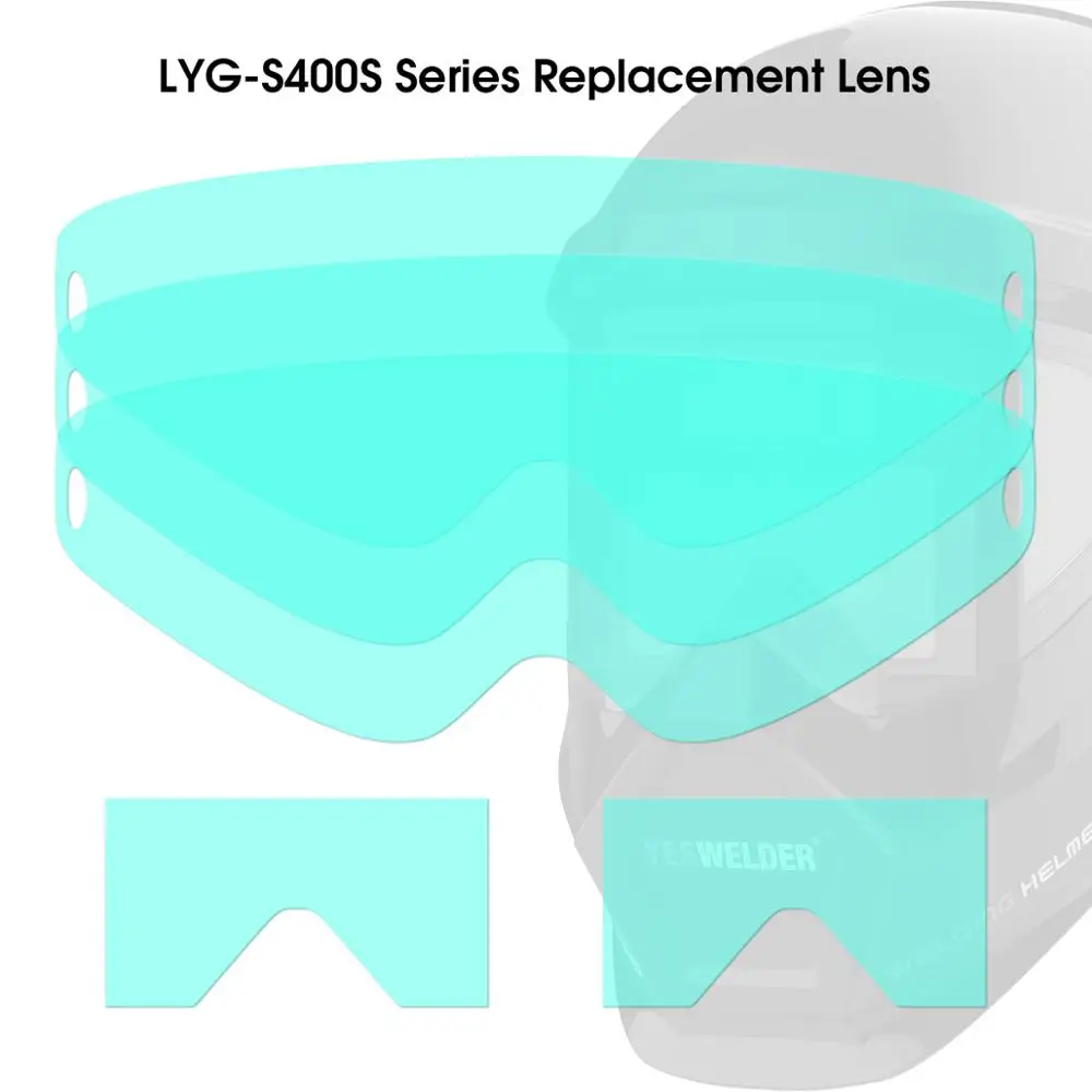 

YESWELDER 3 Pcs Large Viewing Screen Outer Replacement Lens and 2 pcs Inner Replacement Lens for LYG-S400S Series Welding Helmet