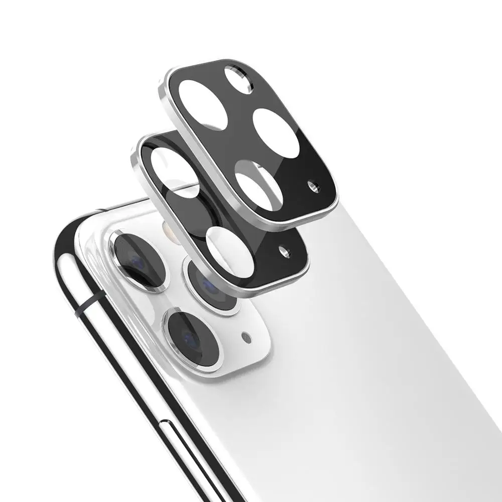 silver 2 шт для iPhone 11 3D полная задняя крышка для объектива камеры Защита экрана для iPhone 11 Pro Max Закаленное стекло пленка Алюминиевый металлический чехол для объектива - Цвет: silver