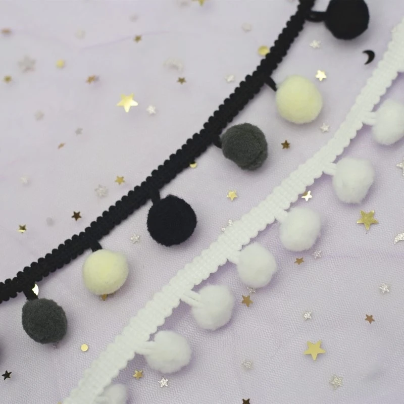 1M 15mm Pom Pom Trim Ball MINI Pearl Pompom Fringe Ribbon Lace Fabric Handmade DIY Sewing Clothing Accessories lace ribbon,lace fabric,lace sewing accessories,lace sewing supplies,lace accessories,lace garment accessories,clothing accessories,clothing craft accessories,tassel trim lace,pom pom trim