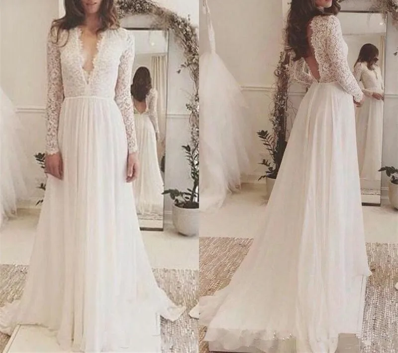 Afrikaanse Boho Plus Vestido De Noiva Trouwjurken Lange Mouwen V-hals Kant Applicaties Kant Wedding Dress Bridal Gown Custom Afrikaanse Boho Plus Vestido De Noiva Trouwjurken Lange Mouwen V-hals Kant Applicaties Kant Wedding Dress Bridal Gown Custom
