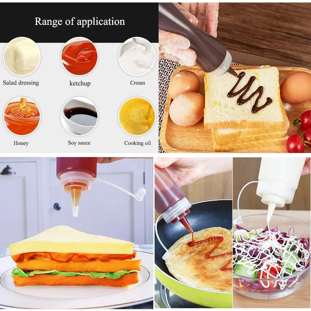 Set 6 Bottiglie Da Spremitura 500ml | Senza Perdite Con Pennello E Imbuto | Per Salse E Condimenti - Foto 2