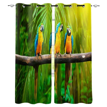 

Parrot Tree Wildlife Pattern Window Curtains Polyester Fabric Living Room Curtain Home Decor