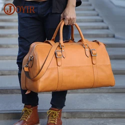 JOJUJOS Genuine Leather Travel Luggage Bag for Men Women Duffel Cowhide Shoulder Weekend Bag Large Capacity Overnight Handbag