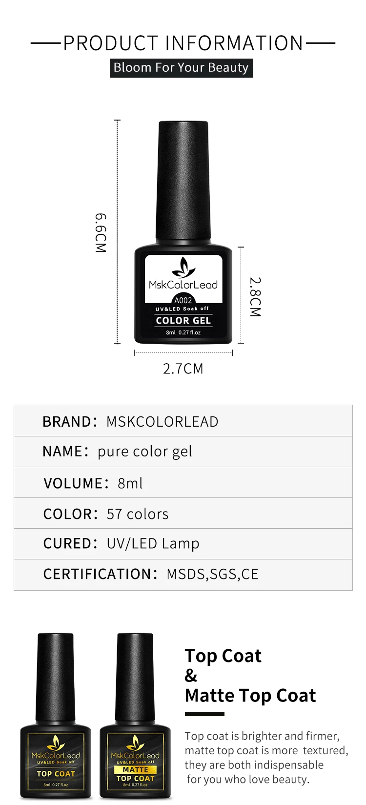 Msk Color Lead Nail Gel Polish Nail Gel 8ML For Baking Art Manicure