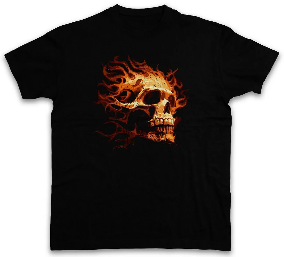 Burning Skull I Футболка-Burning Dead Skulls тату футболка свободный размер Топ Ajax |