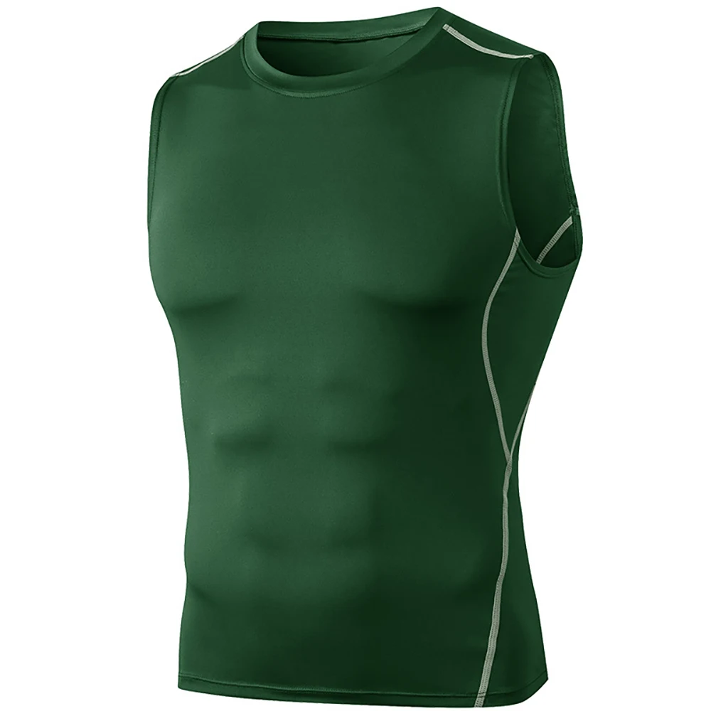 Men Gym Tank Top Dry Fit Vest Fitness Sports Top Bodybuilding Training Crossfit Running Compression Sleeveless T-shirt Rashguard