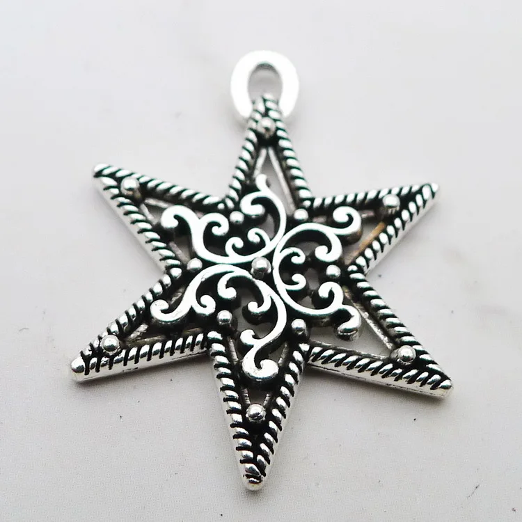 

15pcs/Lot 19x25mm Hexagram Charms Antique Silver Color Pendants for DIY Jewelry Making Charm