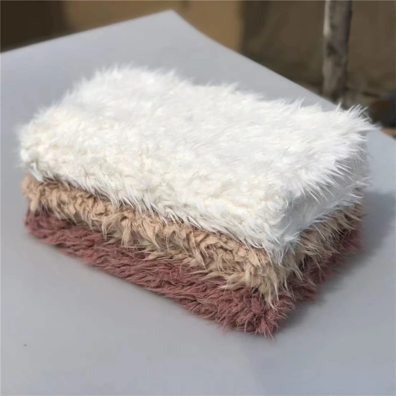 55*80cm Newbron Baby Photography Blanket Faux Fur Pads Plush Infant Soft Blankets Photo Props Basket Filler 2