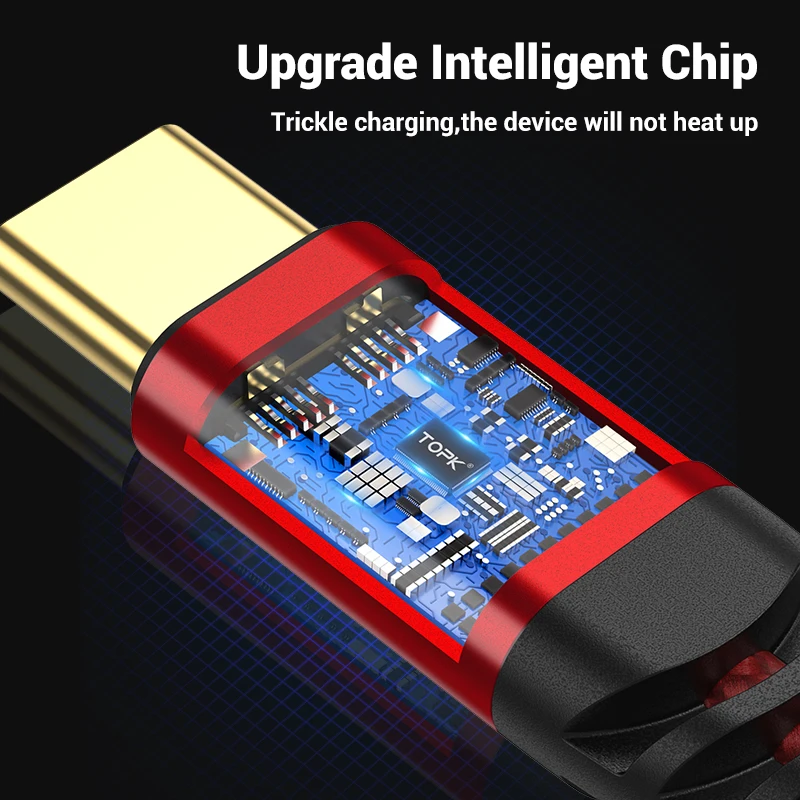 Кабель TOPK 60 Вт PD USB Type C к для зарядного устройства QC3.0 3A кабель быстрой зарядки
