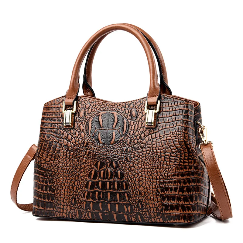 Брендовая дизайнерская женская сумка из натуральной кожи с узором «крокодиловая кожа», женские кожаные сумки, винтажные модные женские сумки через плечо