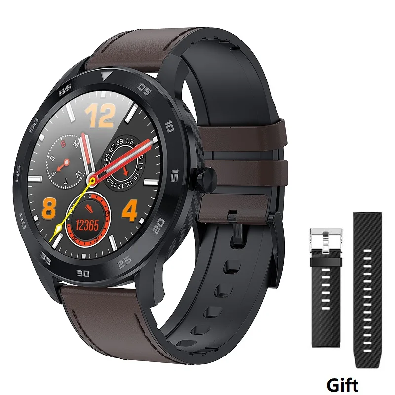 Deep Brown Strap Смарт-часы с Bluetooth человек DTNO.I № 1 DT98 анализатор ЭКГ Сменные циферблаты 1,3 Полный Круглый HD Экран многоязыковая сигнализация - Цвет: Deep Brown Strap