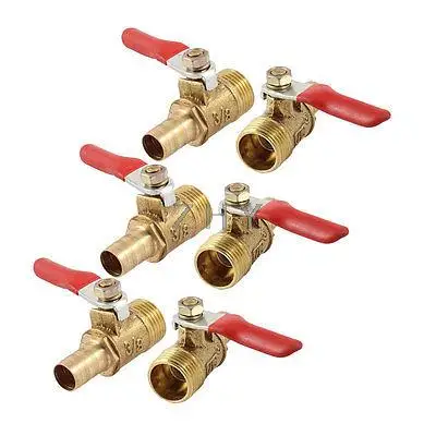 3/8 PT x 10 мм полный порт с одной нажимной ручкой шланга шаровой клапан золотой тон 6 шт