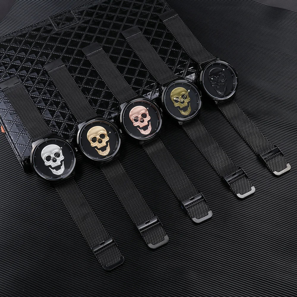 2023 Year  Cool Skull watch for Men Luxury Quartz Milanese Wristwatch Ultra Waterproof Retro Fashion Clock For Boy
